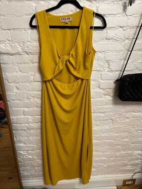 dolan Knot-Front Midi Dress in Mustard